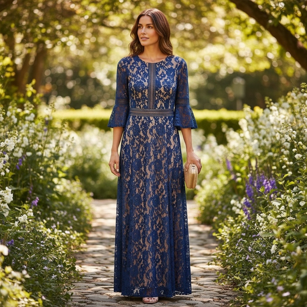 Navy Lace Maxi Dress